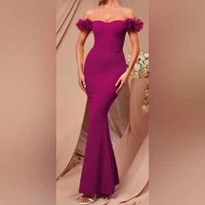 Elegant Off-Shoulder Purple Dress